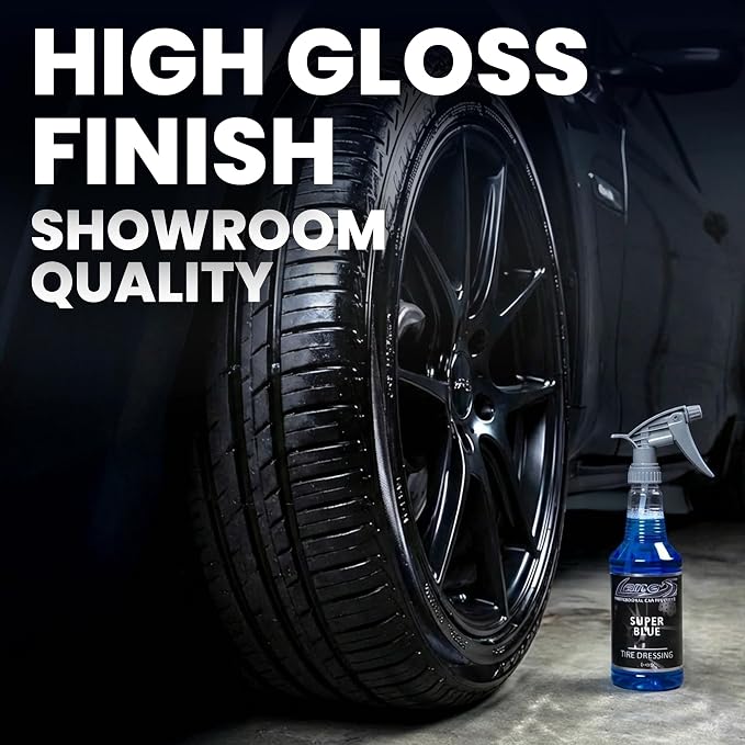 LANE'S Super Blue Tire Dressing | High-Gloss Tire Spray | 16oz (Pack of 1) | No Sling, No Run, Long Lasting | Protects from Cracks & UV Rays | Non-Greasy Tire Dressing & Cleaner for Cars, SUVs, More