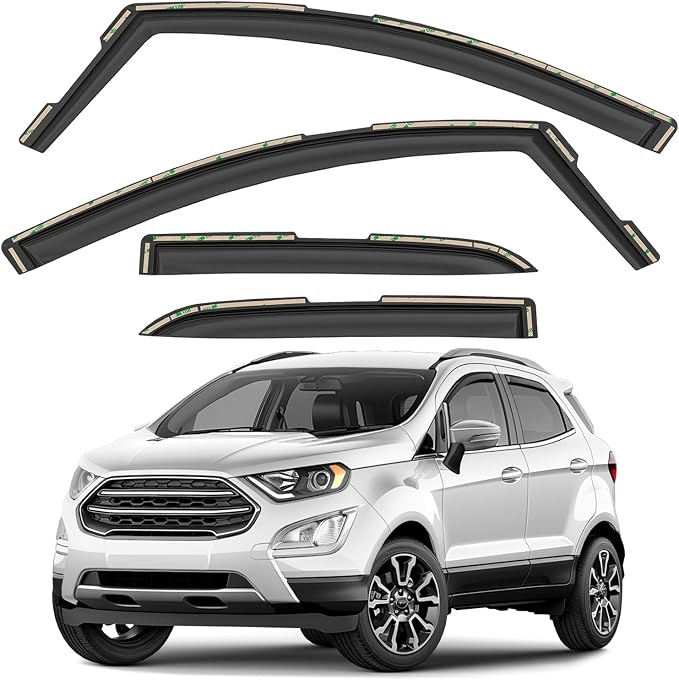 GrandWheel Window Deflectors Smoke Tinted in-Channel Side Window Vent Visor Deflectors Rain Guards Compatible with EcoSport 2018-2022 - 4pcs. GW0874