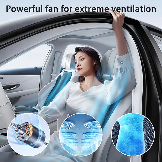 Cooling Car Seat Covers, Car Seat Cushion，12V Cooling Seat Covers for Cars Summer (BLACK-1PCS)