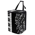 Music Note Piano Key Print Car Trash Can with Lid, Leak Proof Auto Trash Bag Hanging Vehicle Garbage Can Multipurpose Storage Container for Back Seat Road Trip
