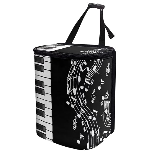 Music Note Piano Key Print Car Trash Can with Lid, Leak Proof Auto Trash Bag Hanging Vehicle Garbage Can Multipurpose Storage Container for Back Seat Road Trip