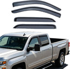 Tape-On Window Visors Rain Guards Compatible with 2014-2018 Chevrolet Silverado GMC Sierra 1500/2500HD/3500HD Double Cab, Durable Smoke Deflectors,Side Window Shades Rain Snow Sun Wind Protection