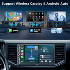 7" QLED Double Din Car Stereo Compatible with Wireless Apple CarPlay & Android Auto, 240W 4.2CH Dual Subwoofer Out, Dash Cam & Backup Camera Included, Bluetooth, Mirrorlink, FM/AM Car Radio
