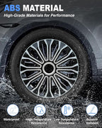 Hubcaps,16 inch hubcaps Set of 4, Wheel Rim Cover ABS Material, Snap On Car Truck SUV Replacement, for Toyota Camry Nissan Mazda etc, Black&Silver