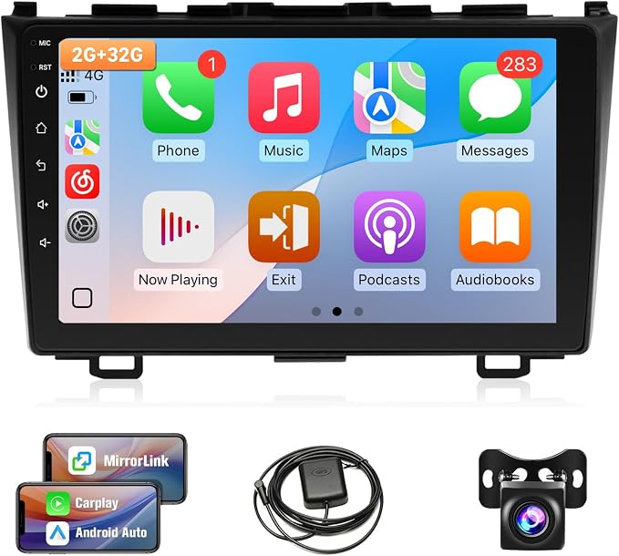 8 Core Car Stereo for Honda CRV 2007-2011, 9” Touch Screen for Honda CRV Car Radio Apple Carplay & Android Auto, CarPlay Radio Head Unit with Bluetooth/GPS/MirrorLink/FM/SWC Backup Camera