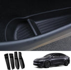 4PCS Car Door Organizer Tray for Tesla Model Y Juniper 2026 2025 Door Side Storage Box for Juniper Accessories Door Pocket Liners TPE Front & Rear Side Organizer Tray Protector Liner