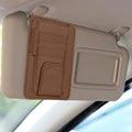 Car Sun Visor Organizer 6.02" x 4.76" Leather Multi-Pocket Visor Card Sleeve Pocket Car Truck SUV Interior Storage Pouch for Driving License Credit Cards Bills Sunglasses, Brown