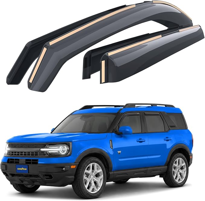 Goodyear Shatterproof in-Channel Window Deflectors for Ford Bronco Sport 2021-2026, Rain Guards, Window Visors for Cars, Vent Deflector, Car Accessories, 4 pcs - GY008094