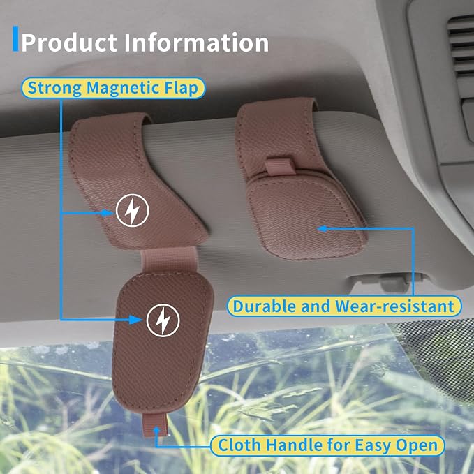 2 Packs Magnetic Sunglass Holder for Car Visor (Pink) | Magnetic Interior Car Accessories