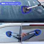 Windshield Cleaning Tool, Car Window Cleaner Windshield Cleaner with 4 Reusable and Washable Microfiber Pads and Extendable Handle Auto Inside Glass Wiper Kit (Dark Blue)