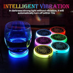 2Pcs LED Car Cup Holder Lights, 7 Colors Light Up Cup Coasters, USB Rechargeable Interior Lighting Accessories for Car Truck Vehicle Decoration﻿