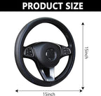 Leather Steering Wheel Cover,Anti Slip Car Steering Wheel Cover for Car Decorations & Steering Wheel Protections,Universal 15Inch Wheel Cover Car Interior Accessories for Men & Women (Black+Blue)