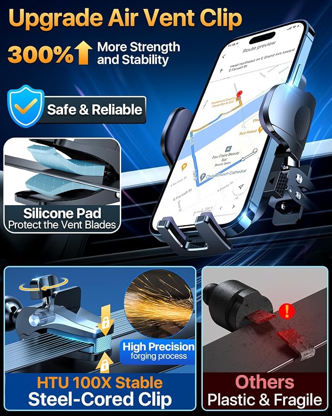 【Upgraded Strongest Suction & Pro Military-Grade Certs 】Ultimate Car Phone Mount【360°Rotatable Suction】Cell Phone Holders Truck Stand for Dashboard Windshield Vent for iPhone 17 Pro Max Samsung,Black
