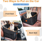 Dog Car Seat for Small Dogs, Memory Foam Booster Dog Seat for Dogs up to 35 lbs, Elevated Pet Car Seat with Washable Removable Cover, Storage Pockets (Black)