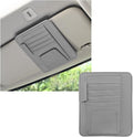 Small Leather Car Sun Visor Organizer, Multifunctional Auto Visor Document Holder with Sunglasses Clip, Universal Car Interior Organizer for Drving License, Card, Pen (Gray)