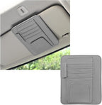 Small Leather Car Sun Visor Organizer, Multifunctional Auto Visor Document Holder with Sunglasses Clip, Universal Car Interior Organizer for Drving License, Card, Pen (Gray)