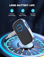 Bluetooth Receiver for Car, Noise Cancelling 3.5mm AUX Bluetooth Car Adapter, Wireless Audio Receiver for Home Stereo/Wired Headphones, Hands-Free Call, 16H Battery Life - Black+Silver