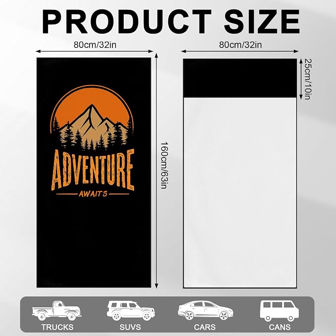 2 Pack Car Towels Seat Cover with Storage Bag, Multifunctional Microfiber Towel for Gym Outdoor Sport Running,Picnic, Beach, Pet Dog Travel,Fits Car SUV Truck (Adventure)