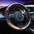 American Flag Deer Camo Retro Steering Wheel Cover Car Accessories Cute for Women Girls Girly Universal 15 Inch Neoprene Auto Interior Decor Anti Slip Car Truck Protector