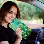 Car Registration and Insurance Holder, Vehicle Glove Box Organizer Cool Car Accessories, Car Document Holder for Cards and Driver License, Almond Blossom