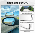 2PCS Car Blind Spot Mirror, Rectangular HD Glass Blind Spot Mirrors for Cars, 360° Adjustable Wide Angle Auto Blindspot Side Rear View Mirror, Car Accessories for SUV Truck (Screw-on, Silver)