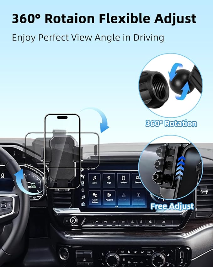 PZK Car Phone Holder for 2022-2026 Chevy Silverado/GMC Sierra 13.4'' Screen | Auto Lock Chevy CellPhone Mount 360° Rotation Hands-Free Silverado LT/RST/ZR2/LTZ/LT Trail Boss/High Country Accessories