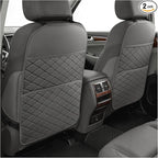 Seat Back Protectors for Kids, Car Kick Mats for Front Seats (Gray) | With Large Pocket Organizer, Waterproof, Protects Against Dirt, Scuffs & Scratches, Fits Most Vehicles, 2PCS