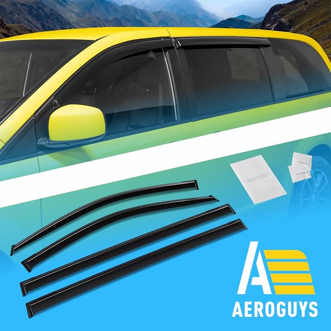 Extra Durable Window Deflectors Tape-On Window Visors Rain Guards Fit for Chrysler Town and Country 2008-2016, Sun Visors, Wind Vent for Shades, Exterior Car Accessories - 4pcs. AG0196