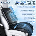 Cooling Car Seat Cover, 12V-24V Ventilated Seat Cushion Cooling Car Seat Pad for Summer Driving with 2 Powerful Turbo Fans 3-Speed Temperature Adjustable Universal Fit for Car SUV Truck Van