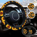 Sunflower Steering Wheel Cover Universal 14.5-15 Inch Non-Slip Sunflower Car Accessories