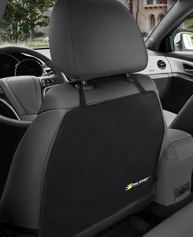 Luxury Clean-Edge Kick Mat - Tapered Design Seat Back Protector and Seat Cover with Invisible Strap and Stiff Edging (1 Mat)