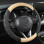 Car Steering Wheel Cover for Toyota RAV4,Camry,Highlander,Corolla,Prius,Tacoma,Standard Size - Black+Beige