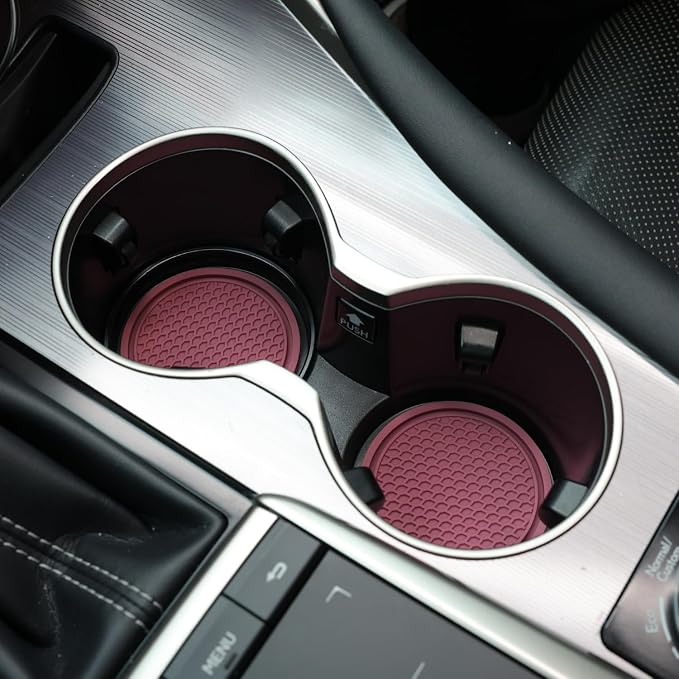 Car Cup Coaster, 4PCS Universal Non-Slip Cup Holders Embedded in Ornaments Coaster, Car Interior Accessories, Purple Glow