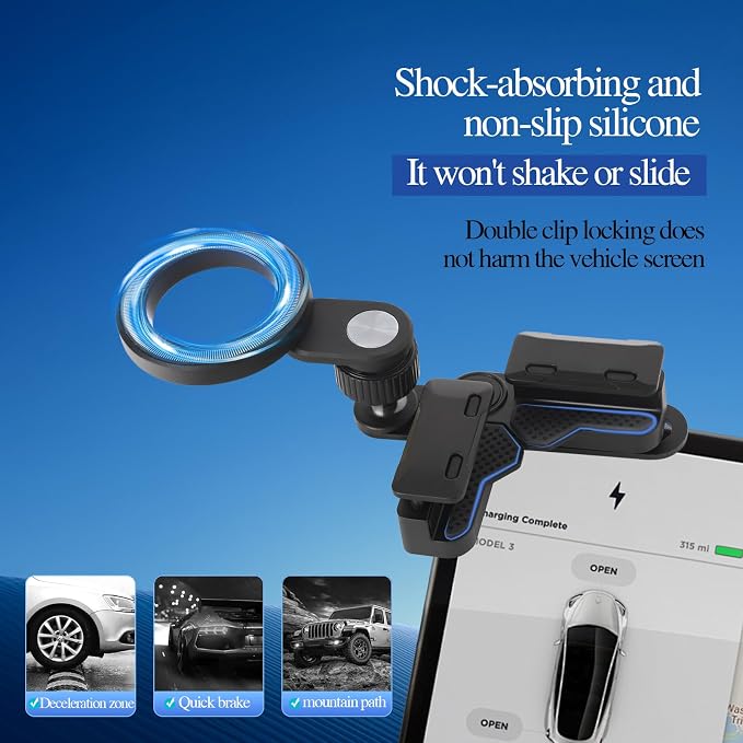 for Tesla Phone Mount,for Model 3/Y/Cybertruck Phone Mount Accessories【Metal Pull Rod】 for Tesla Magnetic Phone Holder Fits iPhone 16 Pro Max Plus 15 14 13 12