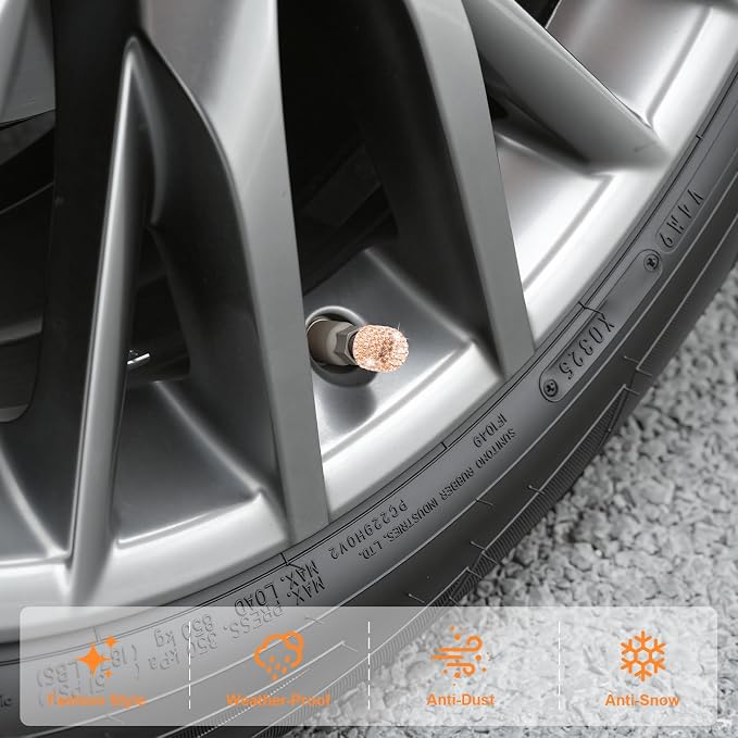 4 Pack Handmade Crystal Rhinestone Car Tire Valve Stem Caps, Car Wheel Tire Valve, Attractive Dustproof Bling Car Accessories, Universal for Cars, Trucks and Motorcycles-Orange
