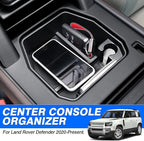 Center Console Organizer for 2020-2025 2026 Land Rover Defender 90 110 130 (NOT for Refrigerator Version), Defender Accessories Armrest Storage Box Middle Console ABS Insert Tray