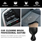 Car Detailing Brush, Curved Soft Bristles Auto Removal Dust Collectors, Universal Vehicle Dashboard, Air Conditioner Vents etc Interior Cleaning Tool Accessory (Brown/Black)