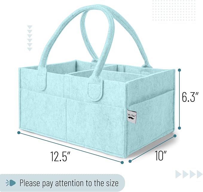 Mr. Pen- Baby Diaper Caddy Organizer, Light Blue | Nursery Storage Bin and Car Organizer for Diapers and Baby Wipes