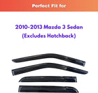 KPY Rain Guards Fit for 2010-2013 Mazda 3 Sedan, Out-Channel Window Visors Vent Wind Deflectors 4PC, Car Accessories for 10-13 Mazda 3 Sedan (Excludes Hatchback)