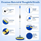 Car Wash Brush with Long Handle - 62" Car Wash Kit with Chenille Microfiber Cleaning Brush, Car Washing Mop with 3 Replacement Mitts, Scratch-Free Scrub Washer Wand for Vehicles, RV, Truck Blue