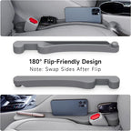 Car Seat Gap Filler Set of 2, 3IN1 Seat Side Gap Filler Plug with Storage Slot & Hook Function, Soft Foam Universal Fit Car SUV Truck Fill Gap Between Seats Console Organizer（Standard Gray）