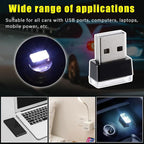 4 PCS USB LED Car Interior Atmosphere Lamp, Plug-in USB Decor Night Light, Portable Auto Ambient Lighting Kit, Universal Vehicle Interior Accessories for Most Cars (White)