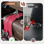 CoBak Purse Hook for Car - Universal Premium Stitched Leather and Aluminum-Magnesium Alloy Double Car Seat Back Storage Hook for Purses, Handbags, Bags (2 Pack),Raspberry