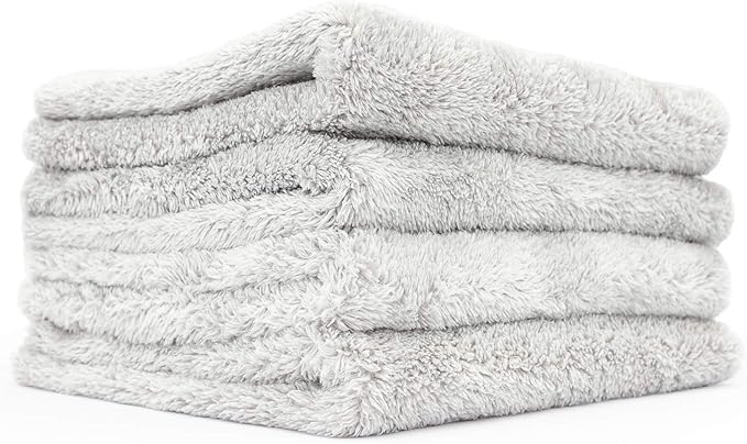 Eagle Edgeless 500 (4-Pack) Professional Korean 70/30 Blend Super Plush Microfiber Detailing Towels, 500GSM, 16in x 16in, Ice Grey