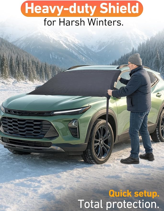 Car Snow Cover Compatible for Chevrolet Trax | Windshield Cover for Ice and Snow with S-Hook Straps | Heavy-Duty 600D Oxford Winter Car Cover, Waterproof & Anti-Slip