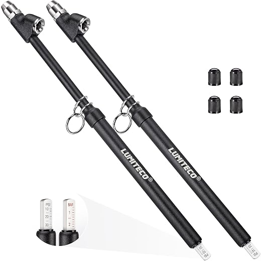 2-Pack Dual Head Tire Pressure Gauge, Heavy Duty Truck Tire Air Gauge Range 10-150PSI 1-10Bar, Straight-On Pencil Air Pressure Gauge Extended Tube for Semi Truck, Car Tire Pressure Checker