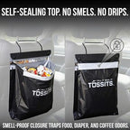 Recycled Disposable Car Trash Bags – Leakproof, Smell Proof Hanging Garbage Bags for Car, Truck, SUV, RV & Vehicle – Black, 42 Count Disposable Automotive Trash Bags