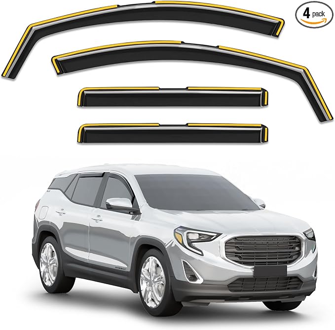 in-Channel Window Rain Guards Fit for GMC Terrain 2018-2024,Rain Guards Visors Vent Visors Window Deflector, Vent Shades Car Accessories -4 pcs