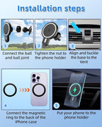 PZK Car Phone Mount for Toyota Camry 2007-2011 Accessories Custom Air Vent | Magnetic 15W Fast Wireless Charger Car Phone Holder with Magsafe 360° Rotation Hands-Free Cell Phone Cradles for iPhone