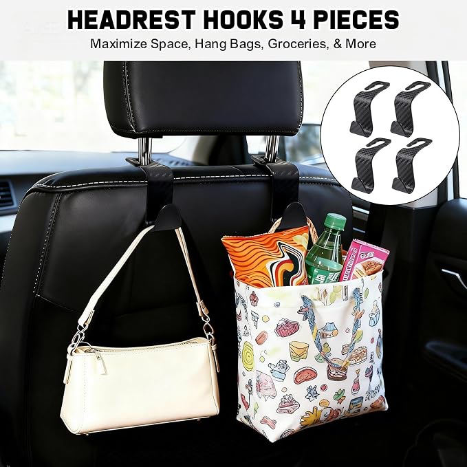 Car Accessories Gift Set for New Drivers, 13PCS Everyday Car Essentials Kit with Registration Insurance Holder, Cup Holder Coasters, Headrest Hooks & Cleaning Brushes for Men & Women